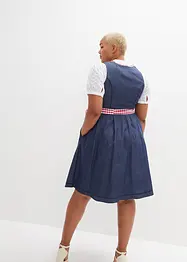 Knälång dirndl med jeanslook och förkläde (2 delar), bonprix