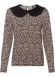 Leopardmönstrad topp med krage, BODYFLIRT