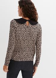 Leopardmönstrad topp med krage, BODYFLIRT