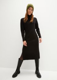 Mellanlång stickad klänning med ståkrage och slits, bpc bonprix collection