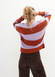 Finstickad tröja med rund halsringning och blockränder, bpc bonprix collection
