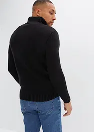 Tröja med krage och dragkedja, stickat flätmönster, bonprix