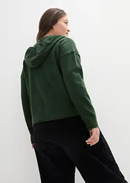 Stickad tröja med V-ringning och luva, bonprix