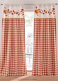 Gardinlängd med bladmotiv och ekologisk bomull (1-pack), bpc living bonprix collection