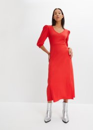 Mellanlång ribbstickad klänning i ekologisk bomull, RAINBOW