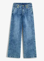 Wide Leg Jeans, Mid Waist med prydnadsknappar, bonprix