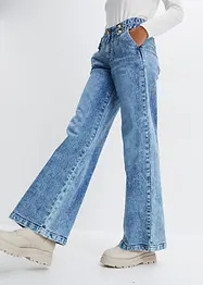 Wide Leg Jeans, Mid Waist med prydnadsknappar, bonprix