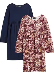 Jerseyklänning av ren bomull (2-pack), bonprix