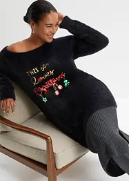 Off shoulder-tröja med julmotiv, bonprix