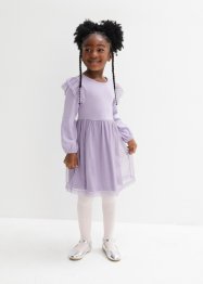LÅngärmad jerseyklänning med tyll för barn, bpc bonprix collection