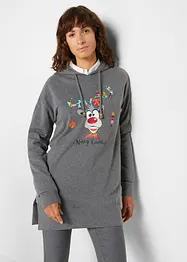 Lång sweatshirt med huva och slits i sidan, bonprix