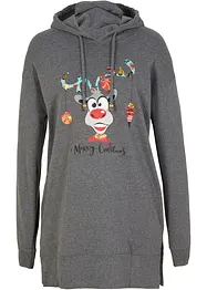 Lång sweatshirt med huva och slits i sidan, bonprix