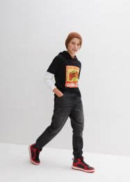 T-shirt med lager-på-lager-look och luva för barn, bpc bonprix collection