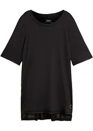 Snabbtorkande sportig lång t-shirt med mesh, bonprix