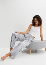 Pyjamas med kort linne och vävd chambraybyxa, bpc bonprix collection