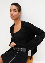 Grovstickad cardigan, croppad, bonprix