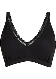 Ribbstickad bralette utan bygel med ekologisk bomull, bonprix