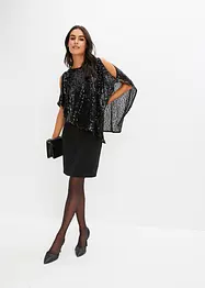 Paljettklänning med poncho, bonprix