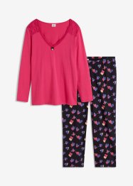 Pyjamas med spetsinfällning, bpc bonprix collection