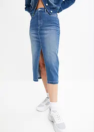 Denimkjol med slits, bonprix