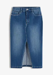 Denimkjol med slits, bonprix