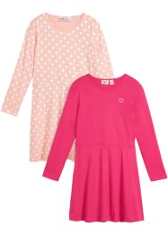 Långärmad jerseyklänning för barn, ekologisk bomull (2-pack), bpc bonprix collection