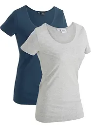 Lång topp med texttryck (2-pack), bonprix