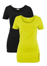 Lång topp med texttryck (2-pack), bonprix