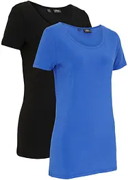 Lång topp med texttryck (2-pack), bonprix