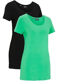 Lång topp med texttryck (2-pack), bonprix