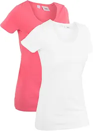 Lång topp med texttryck (2-pack), bonprix