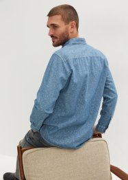Mönstrad långärmad jeansskjorta, John Baner JEANSWEAR