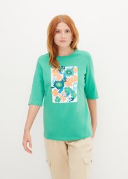 T-shirt med halvlånga ärmar och tryck i ekologisk bomull, bpc bonprix collection