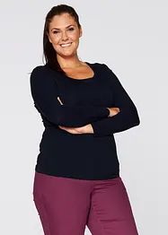Figurnära topp med långa ärmar, bonprix