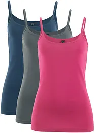 Linne med smala axelband, av ren bomull (3-pack), bonprix