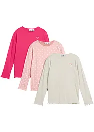 Långärmad T-shirt i ekologisk bomull (3-pack), bonprix