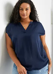 Ledig satinblus med överskurna ärmar, bonprix