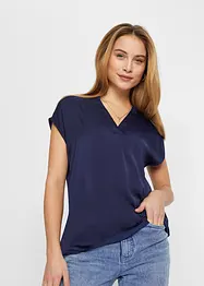 Ledig satinblus med överskurna ärmar, bonprix