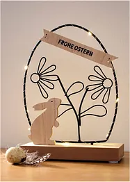 Prydnadsföremål med hare, LED-belysning och texten "Frohe Ostern" (ty. Glad påsk), bonprix