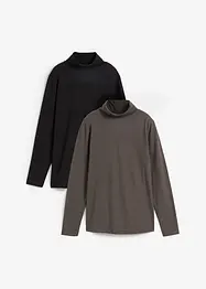 Långärmad polotröja i bomullsblandning (2-pack), bonprix