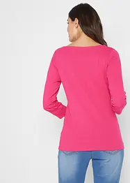 Ribbstickad topp med båtringning i ekologisk bomull, bonprix