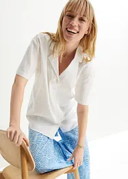 Ledig kortärmad oversizeblus i tunn linneblandning, bonprix