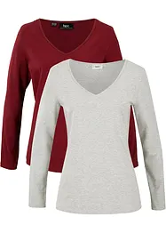 Figurnära långärmad topp (2-pack), bonprix