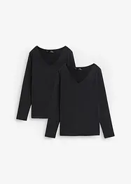 Figurnära långärmad topp (2-pack), bonprix