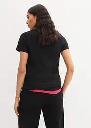 Sömlös T-shirt med V-ringning och ekologisk bomull, bonprix
