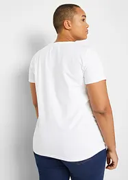 Sömlös T-shirt med V-ringning och ekologisk bomull, bonprix