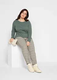 Långärmad, lång topp med rund halsringning (5-pack), bonprix