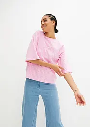 Randig höghalsad T-shirt med raglanärmar, bonprix