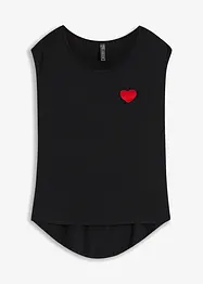 Topp med längre rygg, broderi i böljande viskos, bonprix