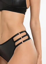 BH-topp och stringtrosa ouvert med wetlook (2 delar), bonprix